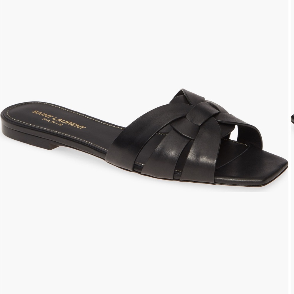 Saint Laurent Women's Black Tribute Nu Pieds Slide Sandal